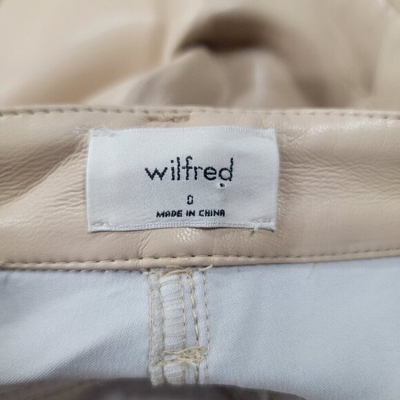 Aritzia Wilfred The Melina Ivory Beige Vegan Leather Straight Leg Pants Size 0 - Picture 6 of 11